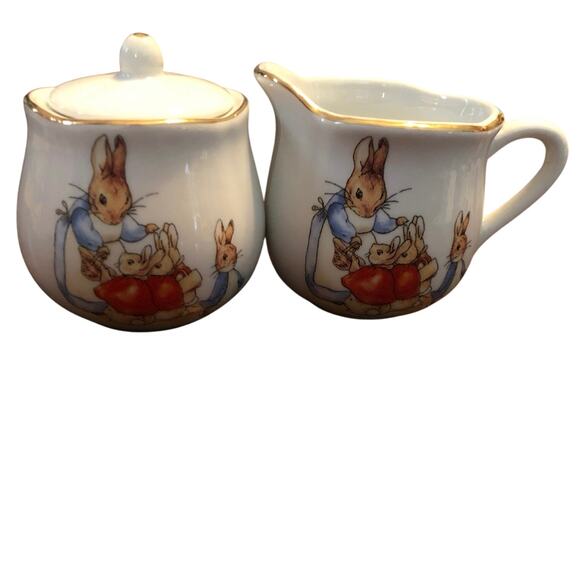 Vintage Beatrice Potter small sugar and creamer Porcelain - Picture 1 of 6
